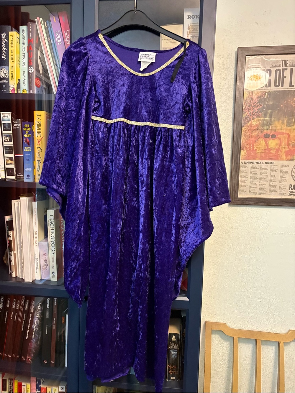 Purple Velvet Kids Renaissance Costume Dress with Gold Trim